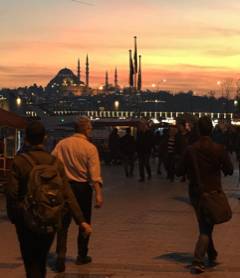 Scholars in sunset in Istanbul